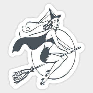 Halloween witch on a broom Sticker